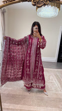 Load image into Gallery viewer, Sameera - Organza heavily embroidered suit with lace embroidery detailing and tassel finish fully embroidered duppata