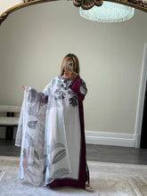 Load image into Gallery viewer, Varzah kaftan style long shirt with khadi net duppata and wide leg trouser