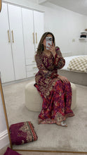 Load image into Gallery viewer, Pink Organza embellished 3 piece suit with wide leg silk trouser Eid collection party wear