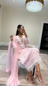 Chikankari 3 piece suit with crinkle duppata