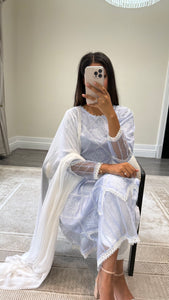 Chikankari 3 piece suit with crinkle duppata