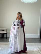 Load image into Gallery viewer, Varzah kaftan style long shirt with khadi net duppata and wide leg trouser