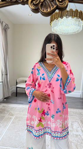 Dananeer inspired lawn printed coord set with shirt and trouser Asian clothing