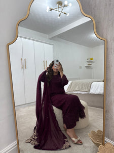 Azure Inspired plum Serene 3 piece suit (Immediate Dispatch)