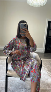 Poly cotton printed 2 piece coord with shirt and trouser.