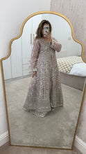 Load image into Gallery viewer, Double gown Organza handwork embroidered outfit with organza duppata