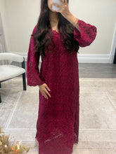 Load image into Gallery viewer, Crochet kaftan with trousrer. Eid collection