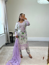 Load image into Gallery viewer, Maria B inspired embroidered lawn suit 2 colours black and lilac