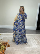 Load image into Gallery viewer, Volume 2 Winter printed lilen suits with lace details and cheddar duppata. Shirt with trouser and duppata winter prints Asian casual suit (immediate dispatch)