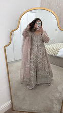 Load image into Gallery viewer, Double gown Organza handwork embroidered outfit with organza duppata