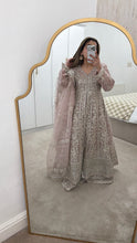Load image into Gallery viewer, Double gown Organza handwork embroidered outfit with organza duppata