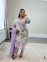 Load image into Gallery viewer, Maria B inspired embroidered lawn suit 2 colours black and lilac