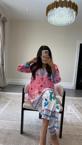 Dananeer inspired lawn printed coord set with shirt and trouser Asian clothing