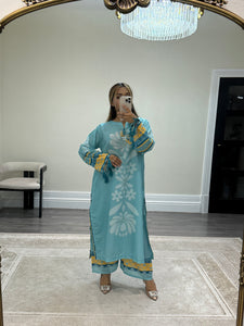 Khadi net 2 piece long shirt Coord sets