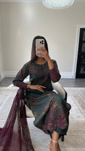 Load image into Gallery viewer, Maria B inspired embroidered lawn suit green and plum