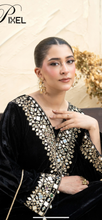 Load image into Gallery viewer, Design 2 Morrored Velvet Embroidered on trend kaftan with trouser and dupatta
