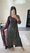 Load image into Gallery viewer, Maria B inspired embroidered lawn suit green and plum