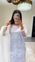 Load image into Gallery viewer, Chikankari 3 piece suit with crinkle duppata