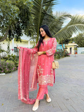 Load image into Gallery viewer, PINK Chiffon 3PCS SUIT-AB
