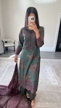 Load image into Gallery viewer, Maria B inspired embroidered lawn suit green and plum