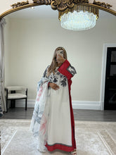 Load image into Gallery viewer, Varzah kaftan style long shirt with khadi net duppata and wide leg trouser