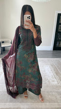 Load image into Gallery viewer, Maria B inspired embroidered lawn suit green and plum
