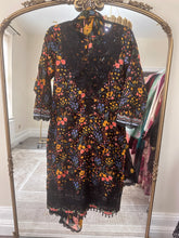 Load image into Gallery viewer, Maria B inspired embroidered lawn suit black floral with chiffon duppata