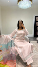 Load image into Gallery viewer, silk diamonte 3 piece suit with organza duppata