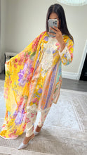 Load image into Gallery viewer, Maria B inspired embroidered lawn suit colourful print with chiffon duppata