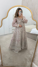 Load image into Gallery viewer, Double gown Organza handwork embroidered outfit with organza duppata