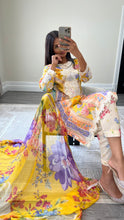 Load image into Gallery viewer, Maria B inspired embroidered lawn suit colourful print with chiffon duppata