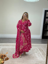 Load image into Gallery viewer, Volume 2 Winter printed lilen suits with lace details and cheddar duppata. Shirt with trouser and duppata winter prints Asian casual suit (immediate dispatch)