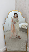 Load image into Gallery viewer, White sparkle chiffon embroidered suit with cotton net duppata and crepe trouser