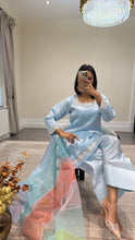Load image into Gallery viewer, silk diamonte 3 piece suit with organza duppata