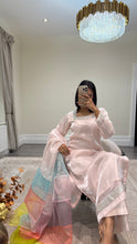 Load image into Gallery viewer, silk diamonte 3 piece suit with organza duppata