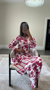 Poly cotton printed 2 piece coord with shirt and trouser.