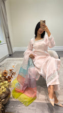Load image into Gallery viewer, silk diamonte 3 piece suit with organza duppata