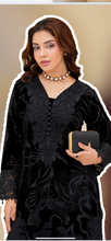 Load image into Gallery viewer, Velvet Embroidered coord with plazzo trouser