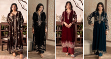 Load image into Gallery viewer, Design 3 Velvet Embroidered coord with plazzo trouser