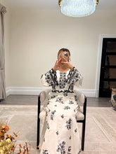 Load image into Gallery viewer, Cotton silk kaftan style 2 piece with embellishments and cotton silk trouser. Eid collection. Party wear.