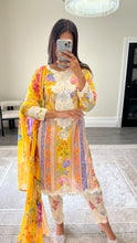 Load image into Gallery viewer, Maria B inspired embroidered lawn suit colourful print with chiffon duppata