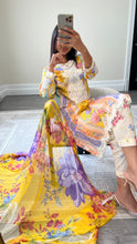 Load image into Gallery viewer, Maria B inspired embroidered lawn suit colourful print with chiffon duppata