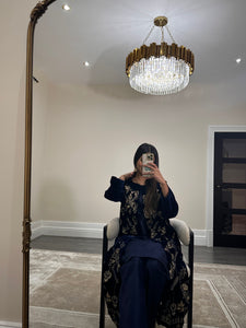 Velvet embroidered gown with silk inner and trouser