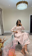 Load image into Gallery viewer, silk diamonte 3 piece suit with organza duppata