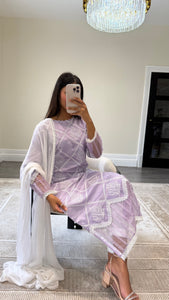 Chikankari 3 piece suit with crinkle duppata