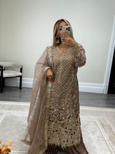 Load image into Gallery viewer, Maria B inspired heavy formal wear suit with crush trouser and organza duppata