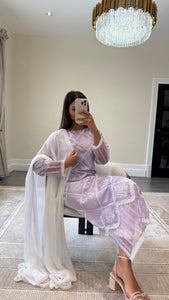 Chikankari 3 piece suit with crinkle duppata