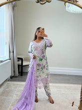 Load image into Gallery viewer, Maria B inspired embroidered lawn suit 2 colours black and lilac