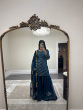 Load image into Gallery viewer, Chiffon 3 piece suit with duppata and sharara