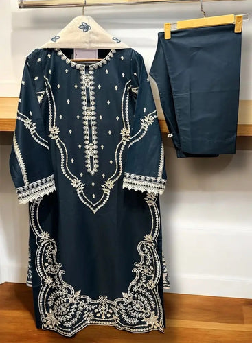 Dark Zinc Embroidered 3 Piece